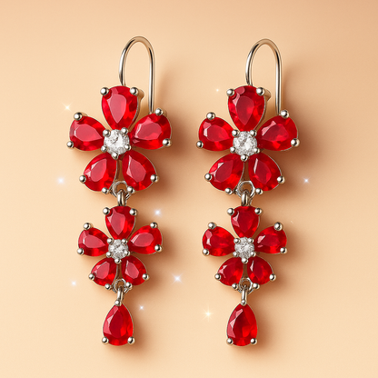 Crimson Bloom Drop Earrings