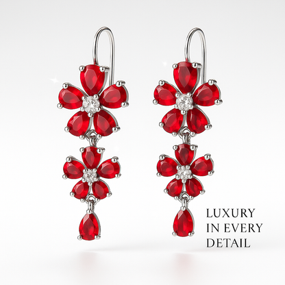 Crimson Bloom Drop Earrings
