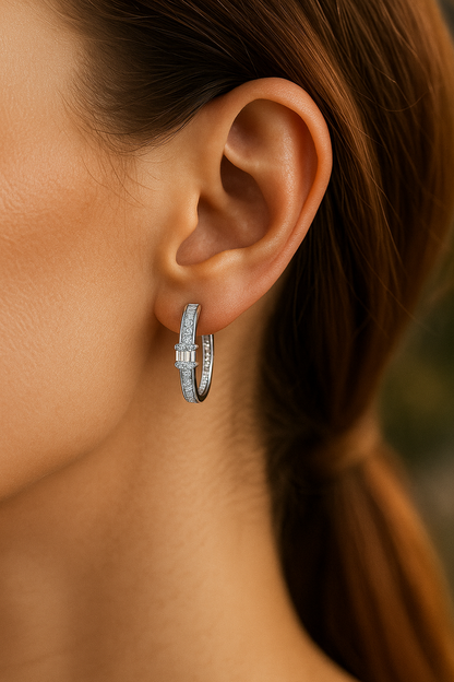 Celestia Baguette Diamond Hoops