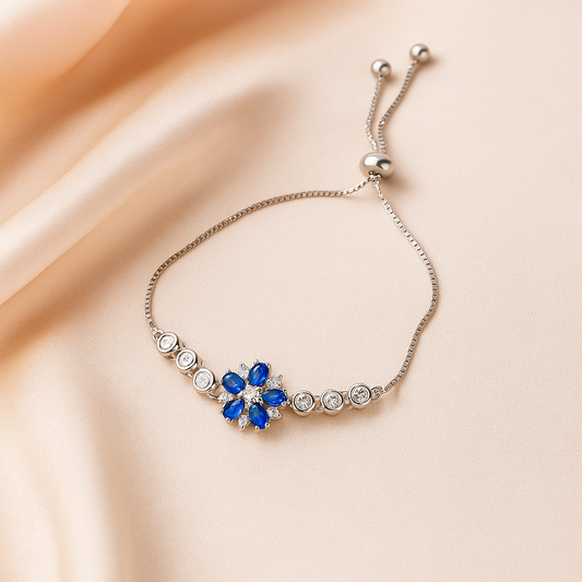 Sapphire Bloom Adjustable Bracelet