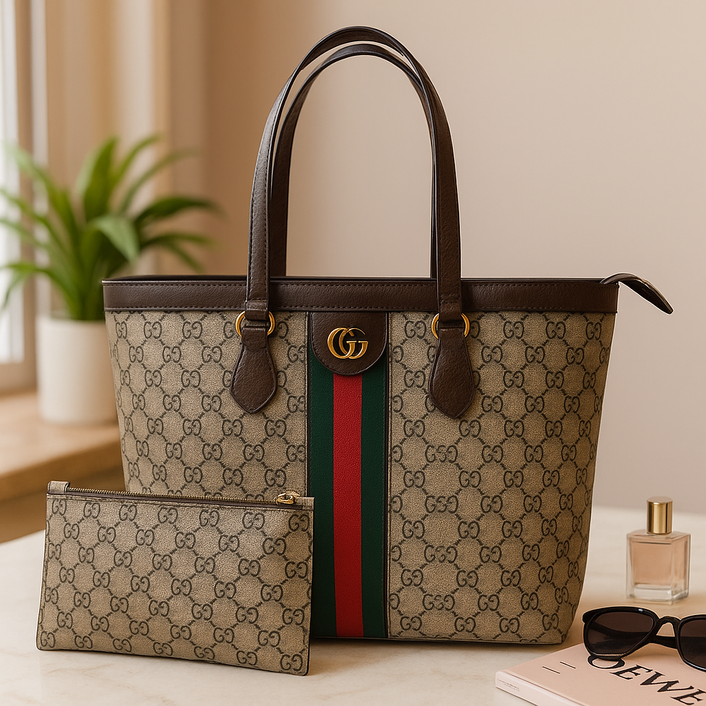 Gucci-Inspired Tote Bag with Pouch