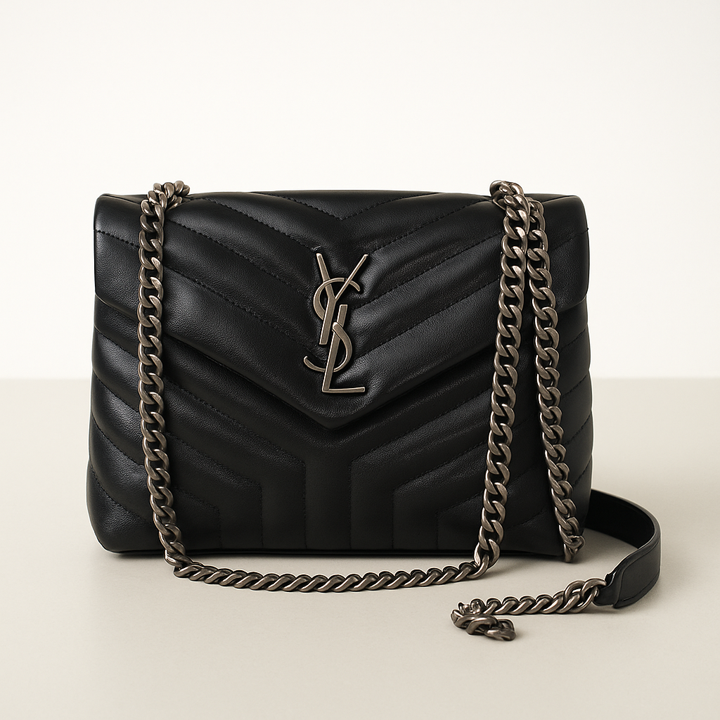 YSL Black Quilted Leather Chain Bag