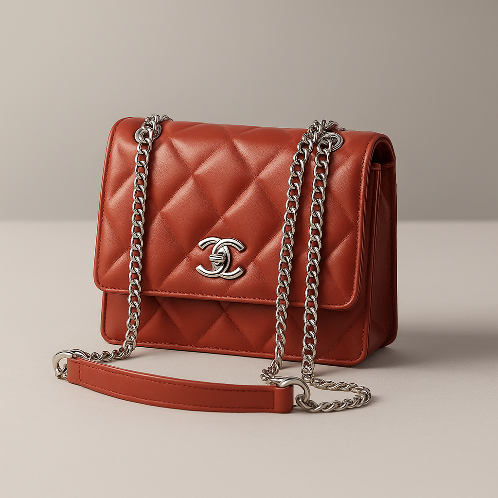 Luxe Quilted Charm Shoulder Bag - Red