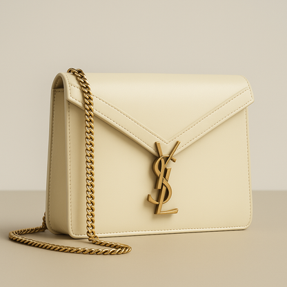 YSL Elegance Emblem Chain Bag - White