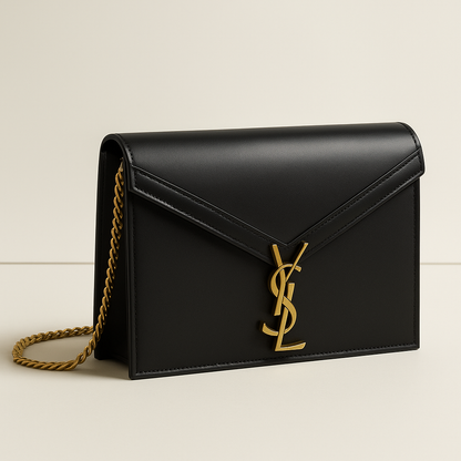 YSL Elegance Emblem Chain Bag - Black