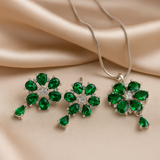 Emerald Bloom Jewelry Set