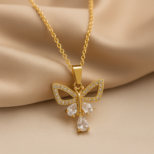 Elegance Unfolds: Golden Butterfly Necklace
