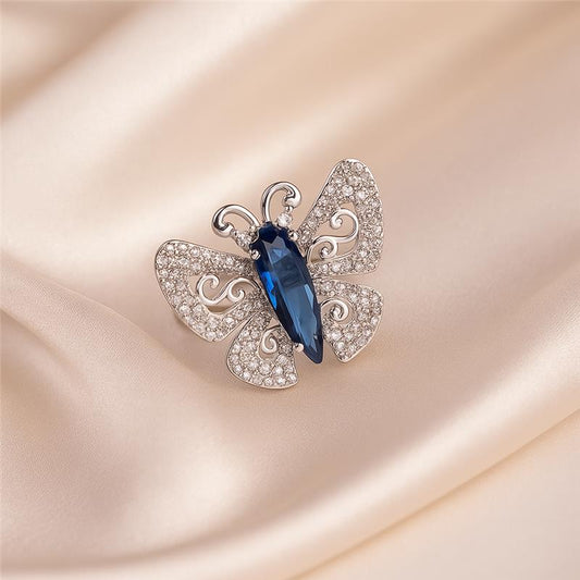 Elegance Unfolds: Black Butterfly Ring Blue