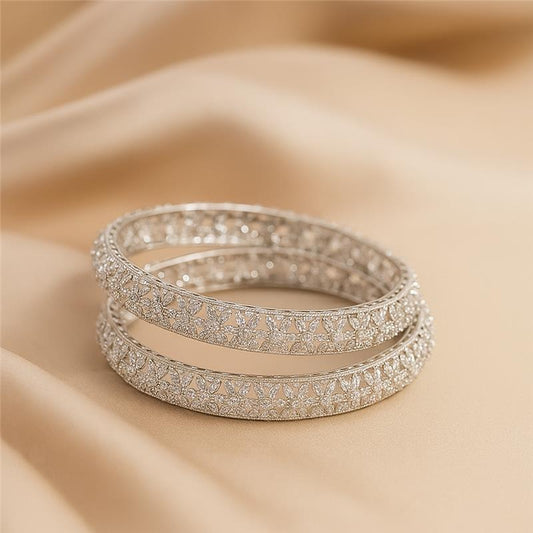 Sparkling Silver Duo Bangles
