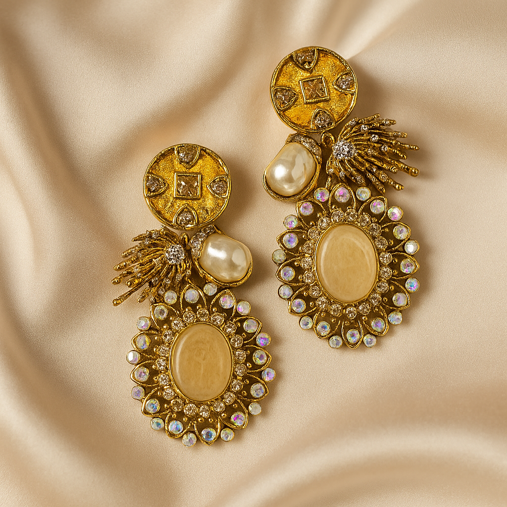Aurora Elegance: Golden Chandelier Earrings