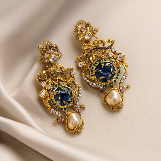 Elegant Blue Stone Drop Earrings