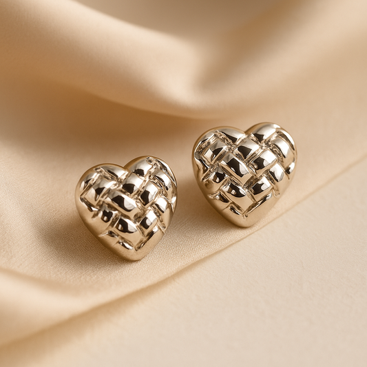 Elegant Heart Lattice Earrings - Gold Plated Artificial Jewellery