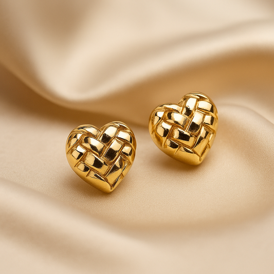Golden Heart Lattice Earrings