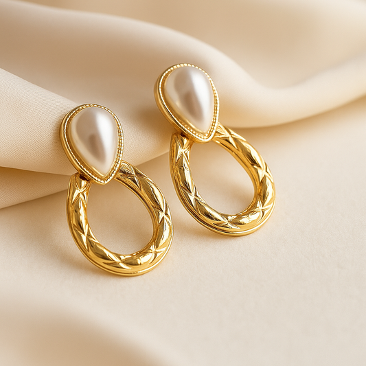 Elegant Pearl Hoop Earrings