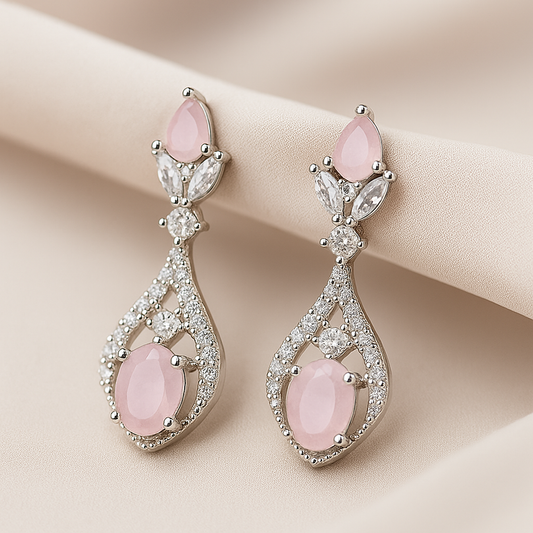 Elegant Rose Quartz Dangle Earrings