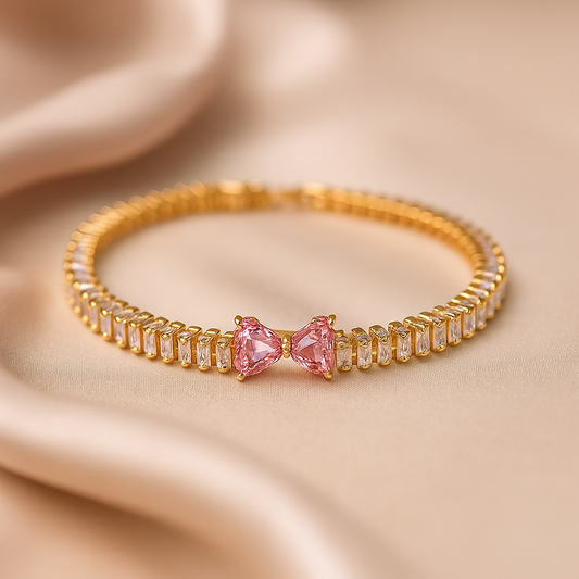 Elegance Embraced: Pink Heart Bangle