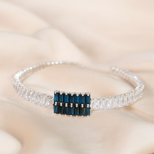 Elegance Embraced: Blue Baguette Bracelet
