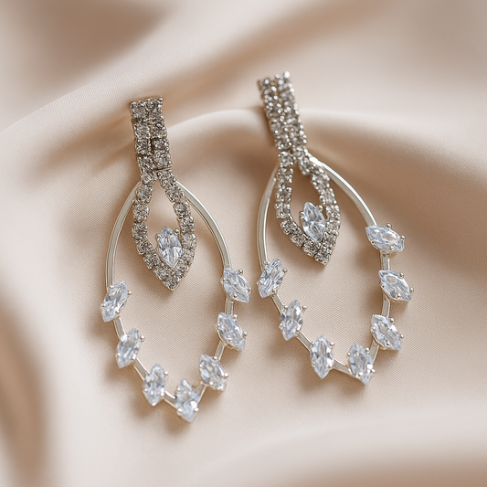 Elegant Teardrop Dangle Earrings - Crystal Drop Hoop Earrings for Women