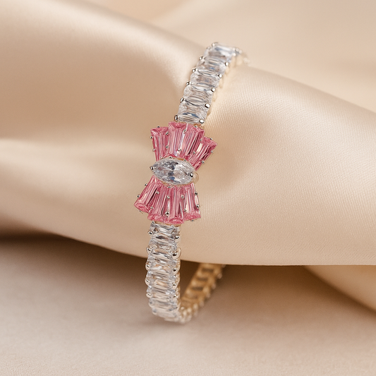 Elegance Embraced: Pink Petal Bangle