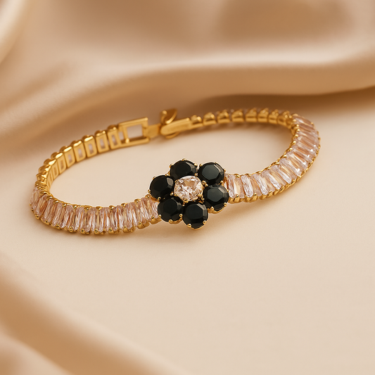 Elegance Bloom Gold-Toned Bracelet with Cubic Zirconia