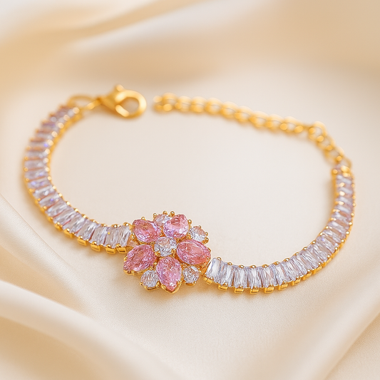 Blossoming Elegance: Pink Floral Bracelet