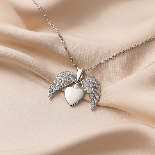 Elegant Heart Wings Necklace