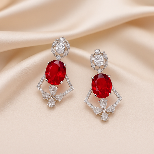 Ruby Elegance Dangle Earrings