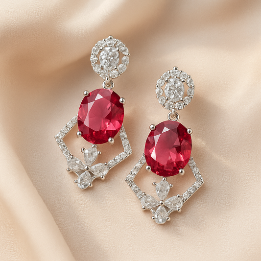 Ruby Elegance Dangle Earrings