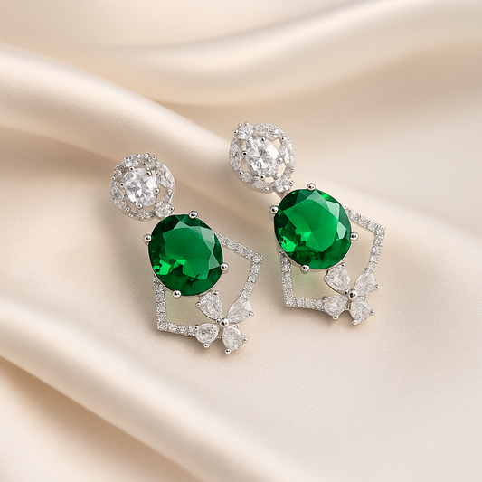 Emerald Elegance Dangle Earrings
