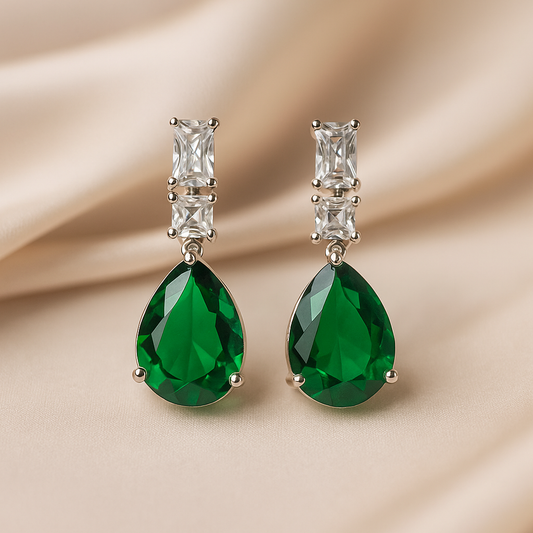 Emerald Elegance Dangle Earrings