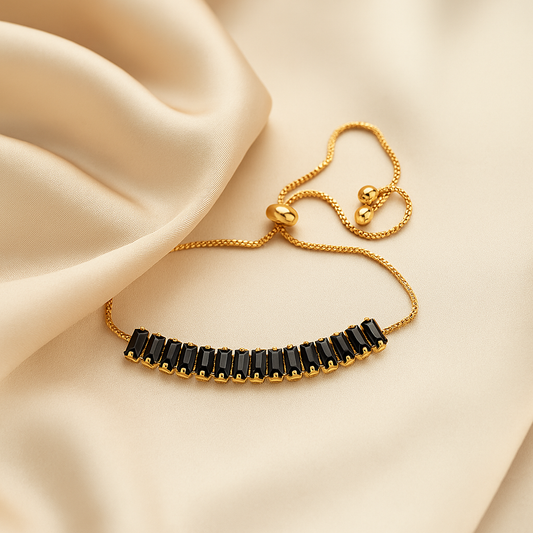 Elegance in Simplicity: Black Baguette Bracelet