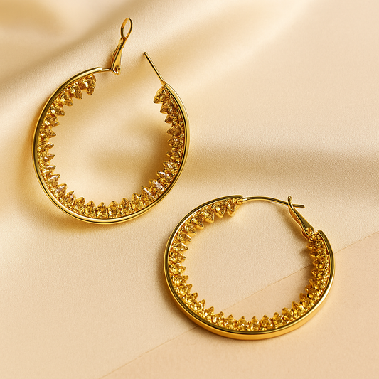 Golden Crescent Hoop Earrings
