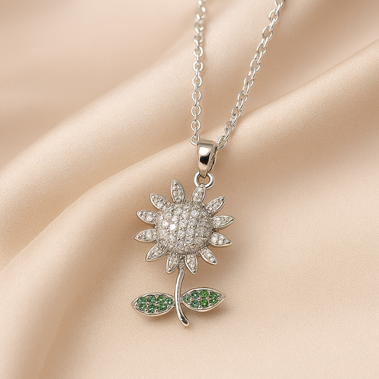 Elegant Sunflower Necklace - Artificial Stone Jewelry