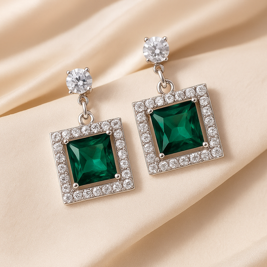 Emerald Elegance Dangle Earrings