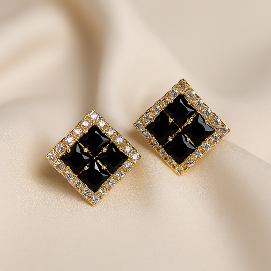 Elegance Duo: Black Onyx Stud Earrings