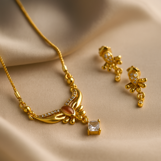 Elegance Embraced: Gold-Plated Butterfly Jewelry Set