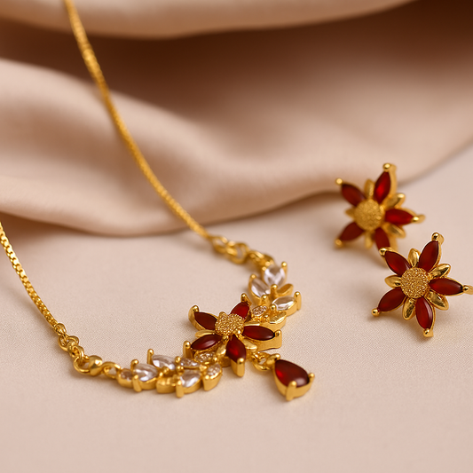 Ruby Bloom Necklace Set
