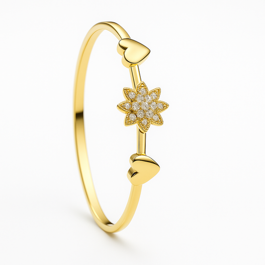 Sunflower Love Bangle - Gold-Tone Artificial Jewelry with Artificial Stones