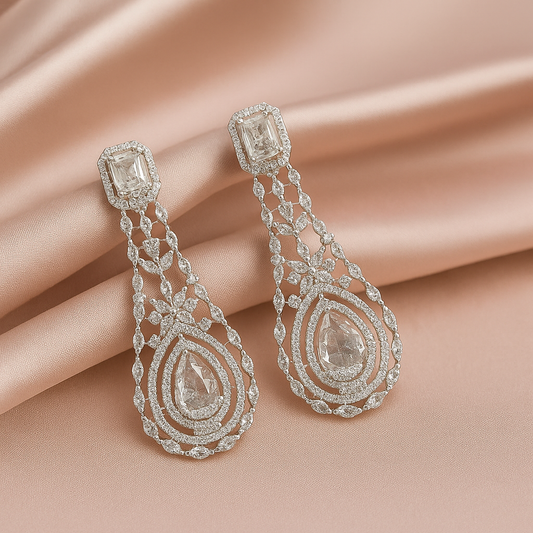 Elegance Drop Earrings - American Diamond Zircon&nbsp;