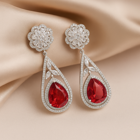 Ruby Bloom Dangle Earrings