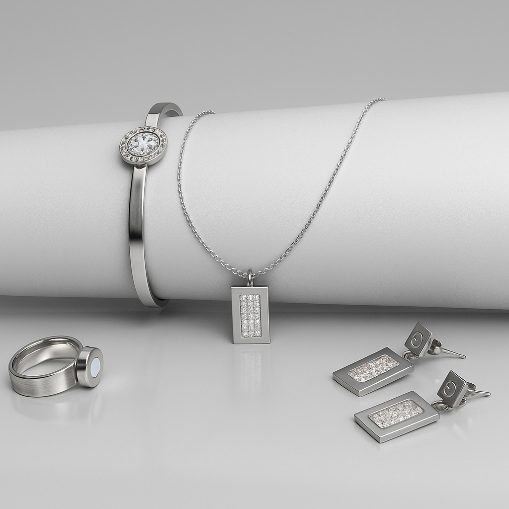 Elegance Ensemble: Sterling Silver Artificial Jewelry Set