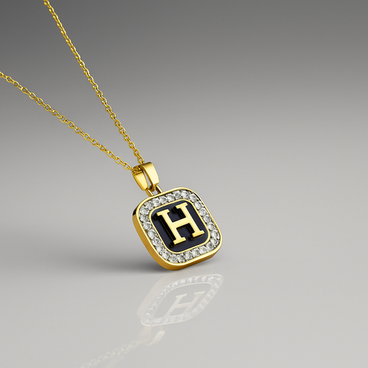 Elegant Initial H Necklace - Gold Plated with Cubic Zirconia Accents