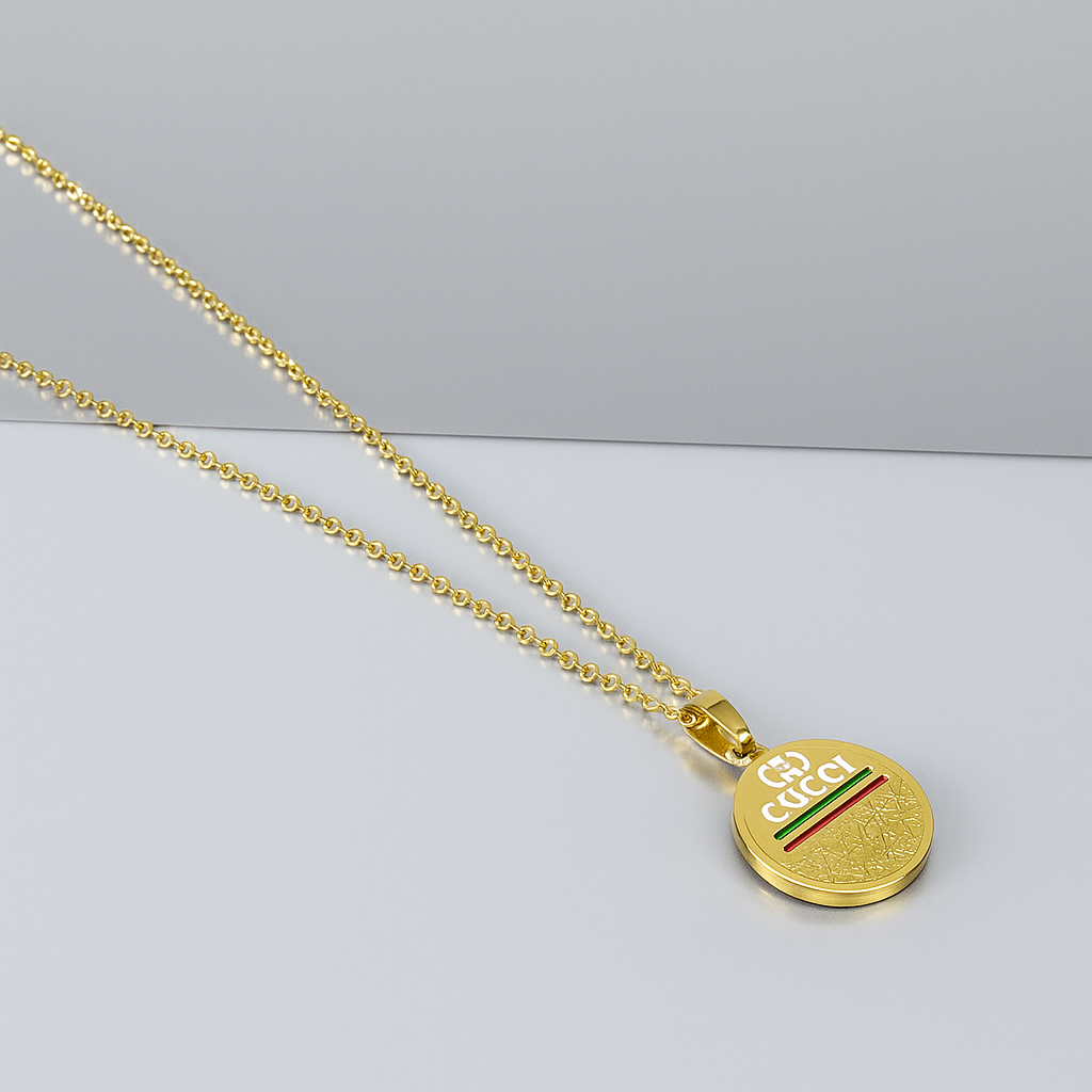 Gucci Inspired Signature Necklace - Gold Plated with Red and Green Accents