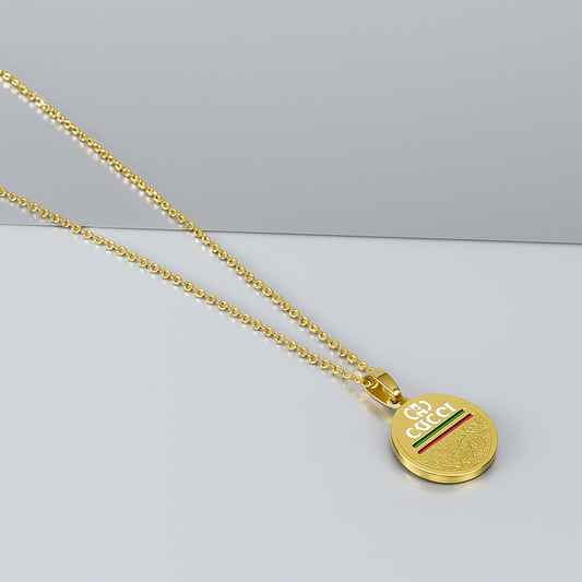 Gucci Inspired Signature Necklace - Gold Plated with Red and Green Accents
