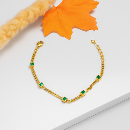 Emerald Elegance Gold-Toned Bracelet