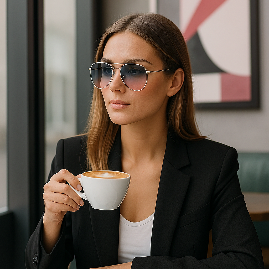 Aviator Gradient Sunglasses - Silver Frame