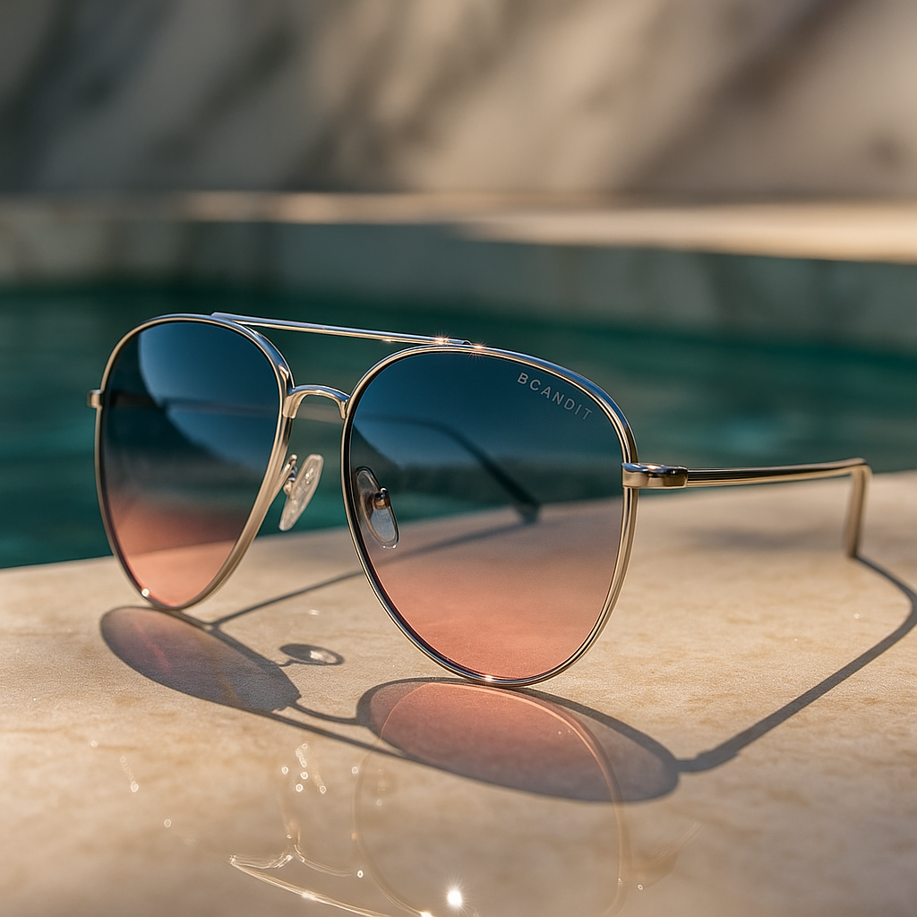 Aviator Gradient Sunglasses - Silver Frame
