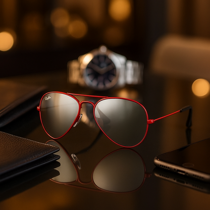 Crimson Sky Aviator Sunglasses