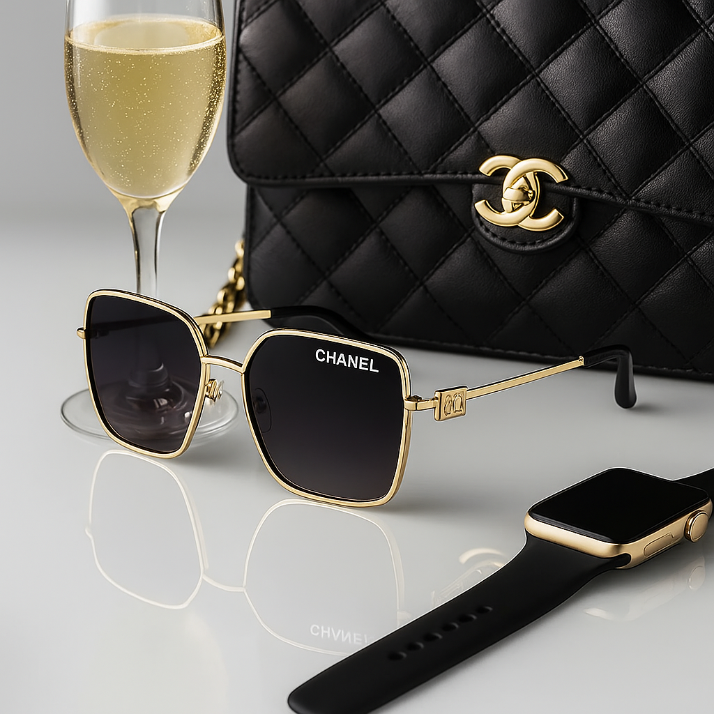 Chanel Luxe Square Sunglasses – Gold Frame Edition