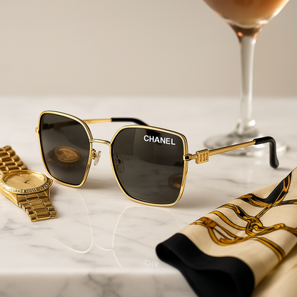 Chanel Luxe Square Sunglasses – Gold Frame Edition